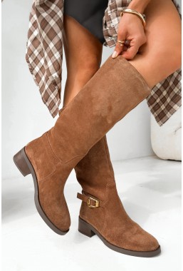 Brązowe zamszowe kozaki Anelissa