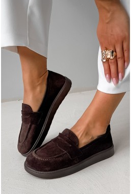 Brązowe zamszowe mokasyny barefoot Lorra