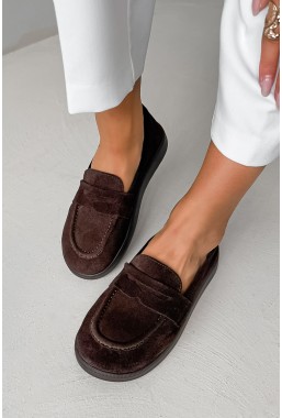 Brązowe zamszowe mokasyny barefoot Lorra