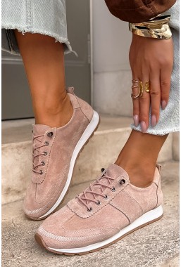 Różowe zamszowe sneakersy Lastira