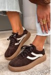 Ciemnobrązowe zamszowe sneakersy Nistra