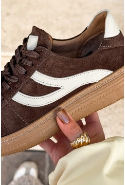 Ciemnobrązowe zamszowe sneakersy Nistra