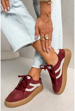 Bordowe zamszowe sneakersy Nistra