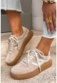 Beżowe zamszowe sneakersy Nistra