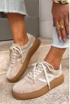 Beżowe zamszowe sneakersy Nistra