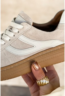 Beżowe zamszowe sneakersy Nistra