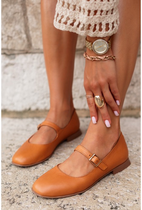 Baleriny z paseczkiem Amy camel